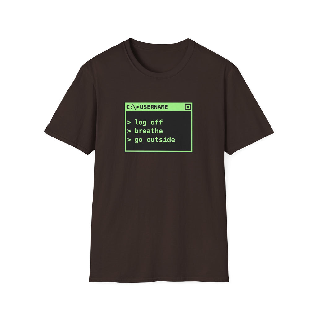 Log Off, Breathe, Go Outside Retro Computer Tee
