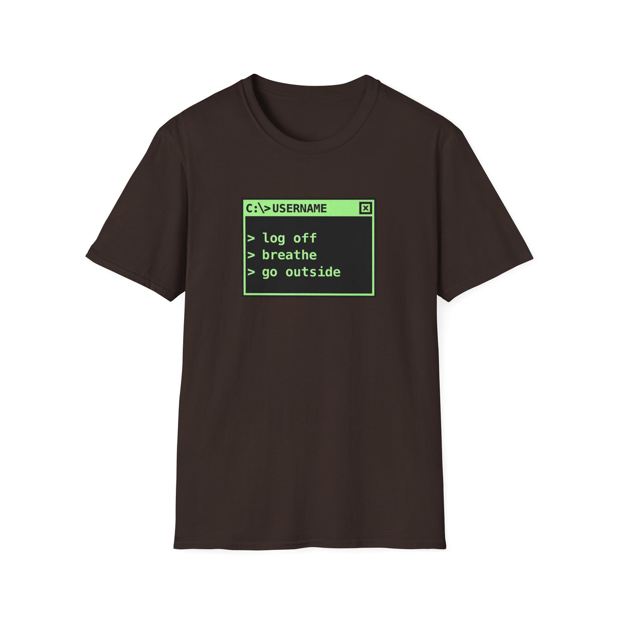 Log Off, Breathe, Go Outside Retro Computer Tee