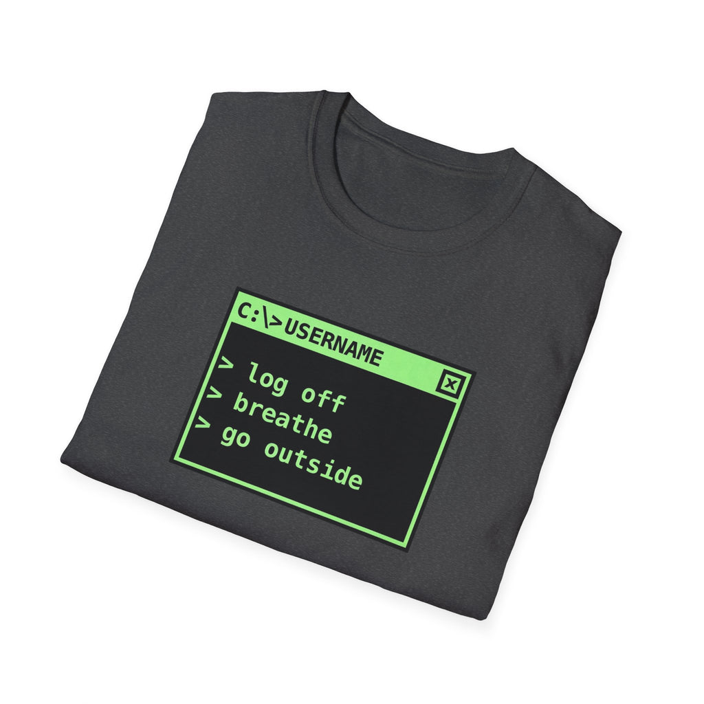 Log Off, Breathe, Go Outside Retro Computer Tee