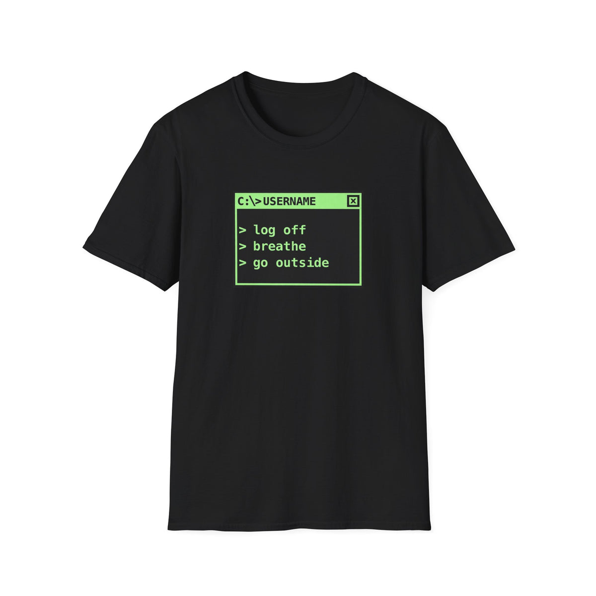 Log Off, Breathe, Go Outside Retro Computer Tee