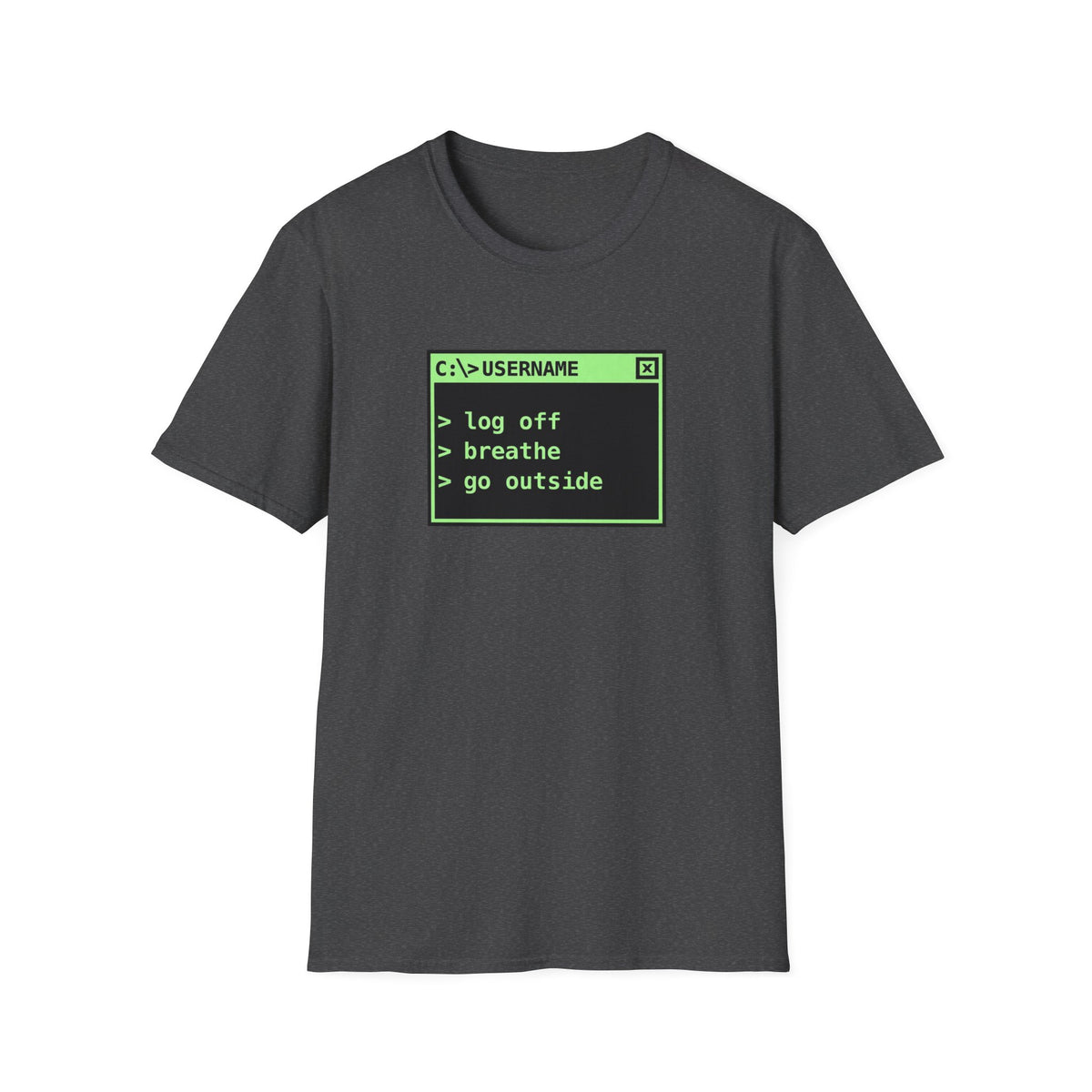 Log Off, Breathe, Go Outside Retro Computer Tee