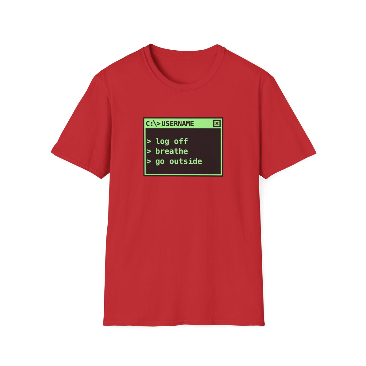 Log Off, Breathe, Go Outside Retro Computer Tee