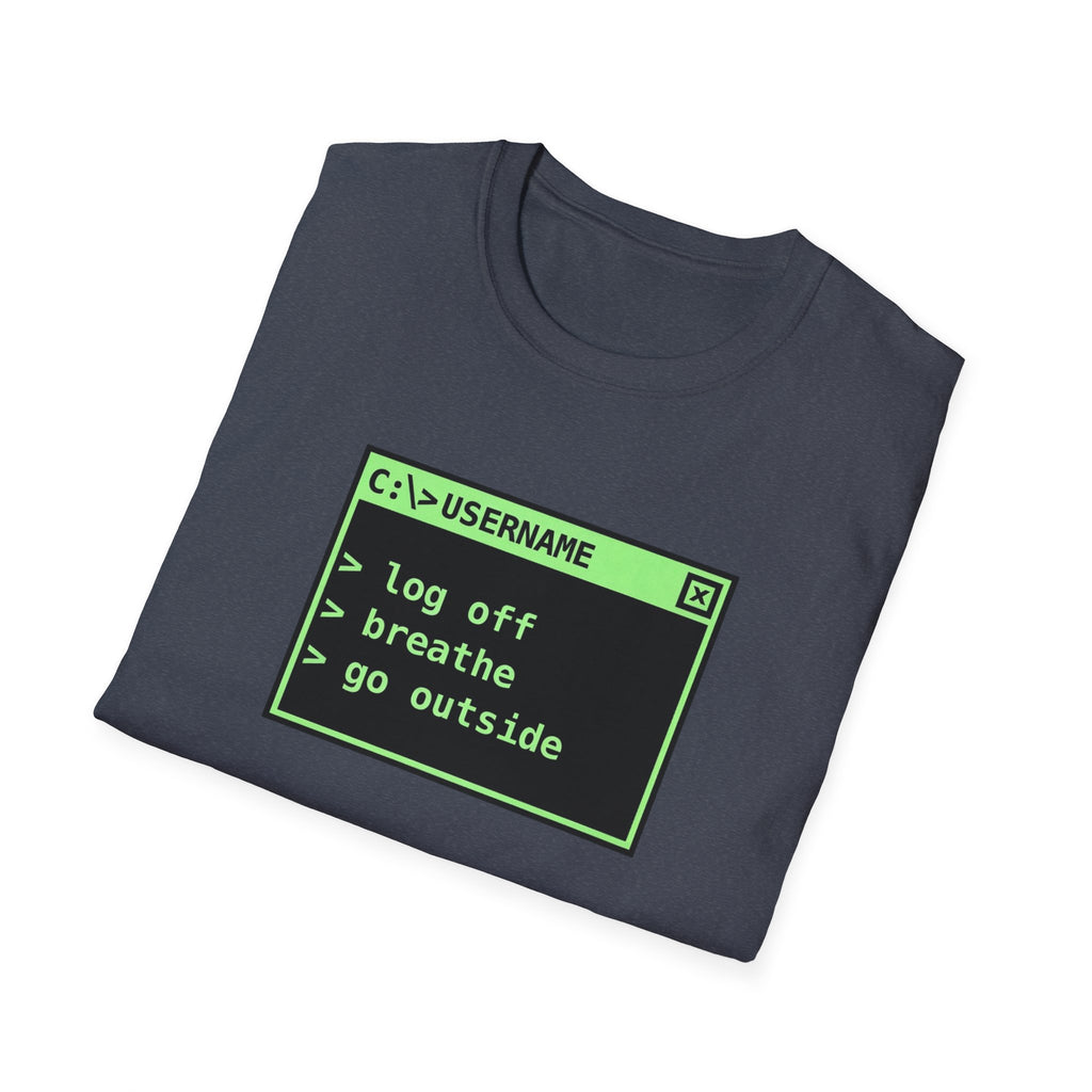 Log Off, Breathe, Go Outside Retro Computer Tee