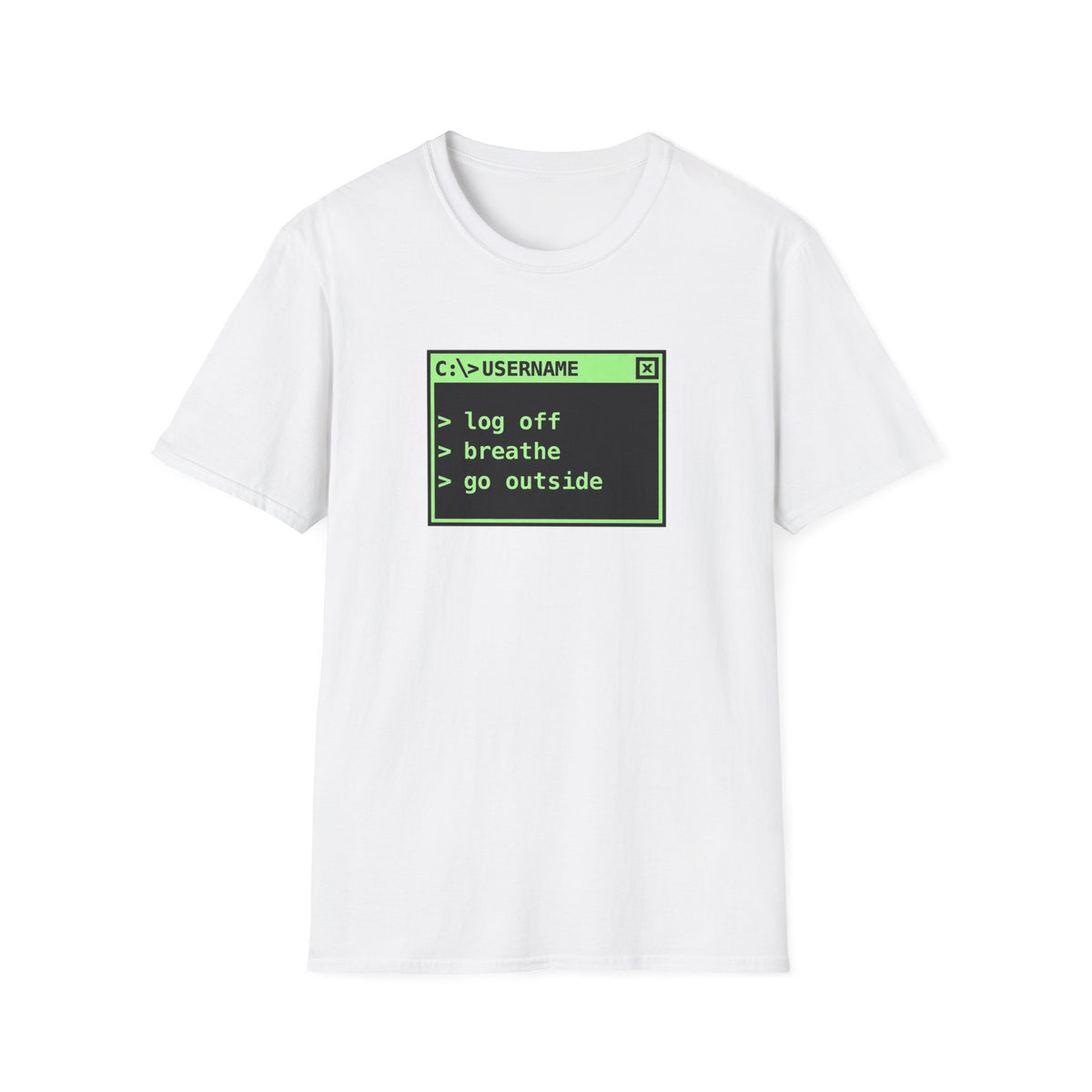 Log Off, Breathe, Go Outside Retro Computer Tee