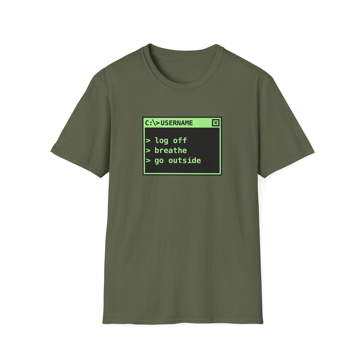 Log Off, Breathe, Go Outside Retro Computer Tee