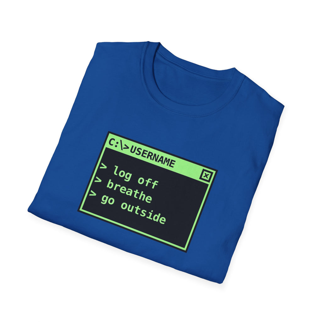 Log Off, Breathe, Go Outside Retro Computer Tee